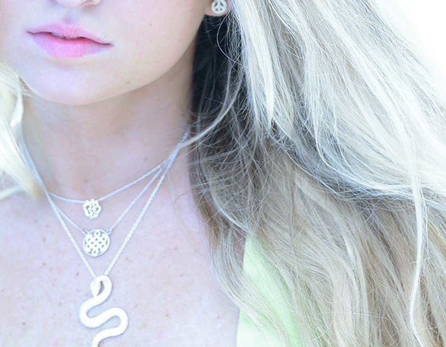 Sterling Silver Serpent Necklace layered with Sterling Silver Celtic Love Knot