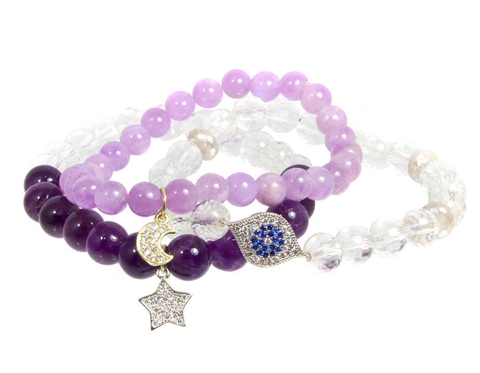 I Am Blissful Bracelet Set ~ Crown Chakra