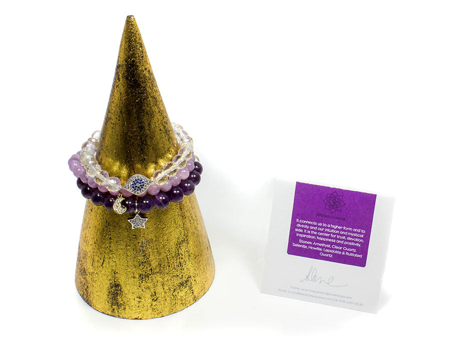 I Am Blissful Bracelet Set ~ Crown Chakra