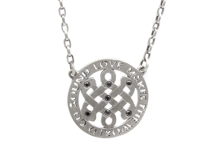 Silver Black Diamond Celtic Love Knot Necklace
