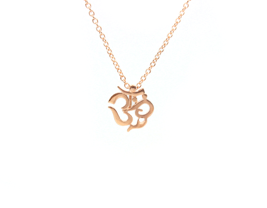 Pink Gold Plated Mini Om Symbol Necklace