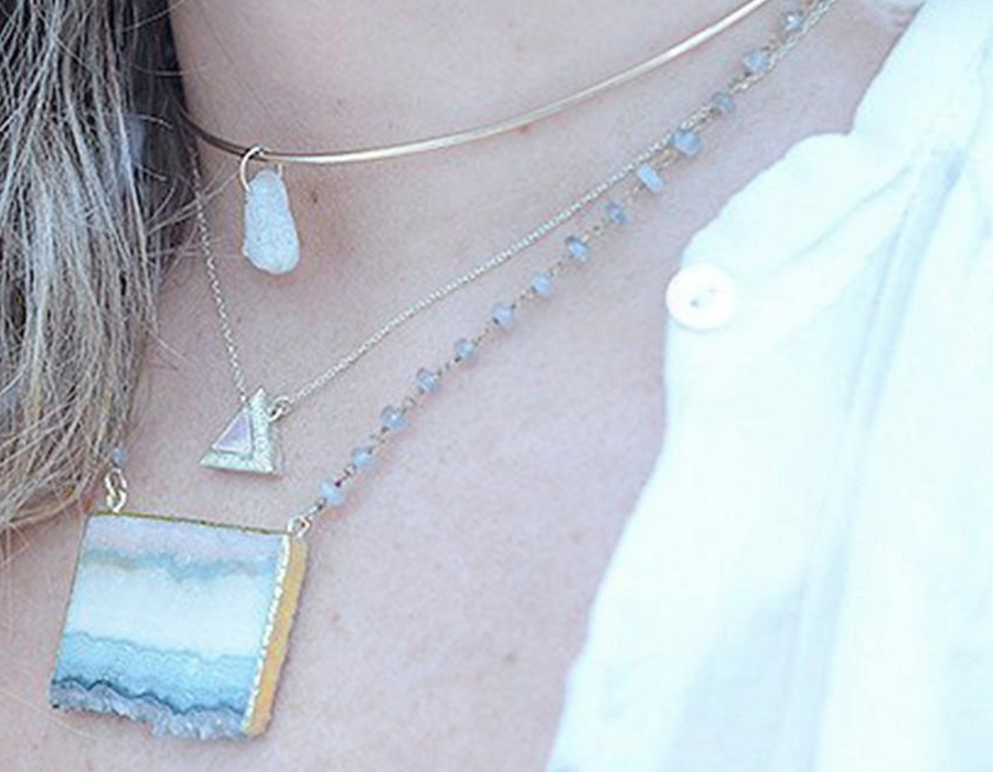 Rose Quartz Crystal - Egyptian Pyramid Necklace