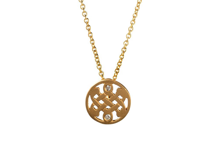 Mini 14K Gold Diamond Celtic Love Knot Necklace