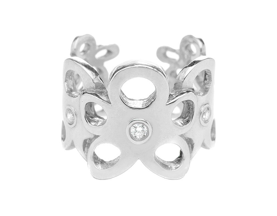 Crystal Cut-Out Daisy Chain Ring